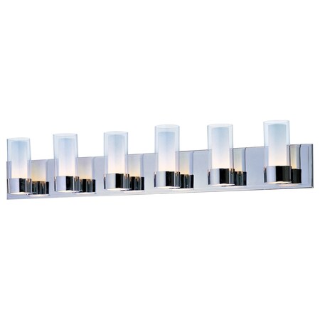 Maxim Six Light Polished Chrome Clear/Frosted Glass Vanity 23076CLFTPC